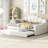 Upholstered Full Size Daybed With Shall Shaped , White - Soft Fabric, Frame, Versatile Living Room Furniture Velvet Covering And Trundle In Elegant Multipurpose Area-448548161