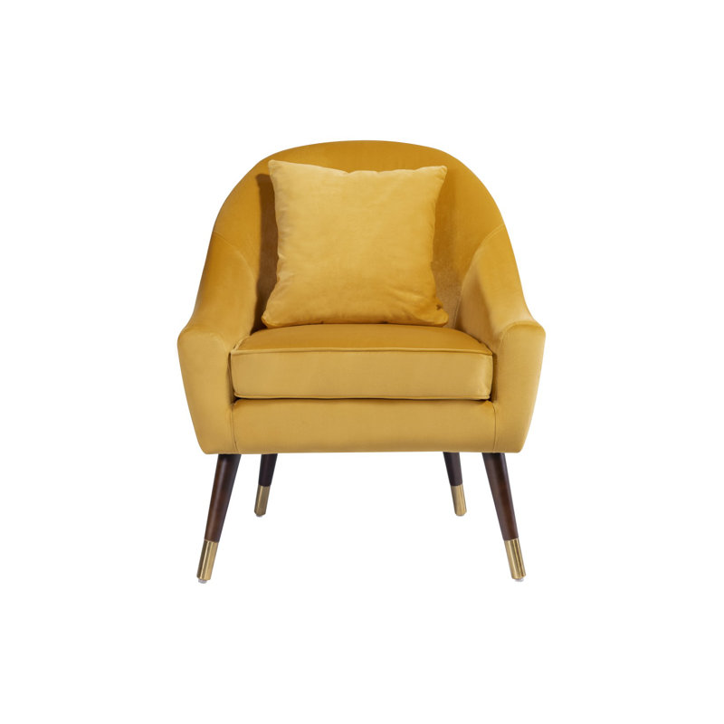 Giddings Velvet Barrel Chair, Yellow