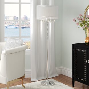 8 Arms Cast brass crystal floor lamp with crystal spike & crystal