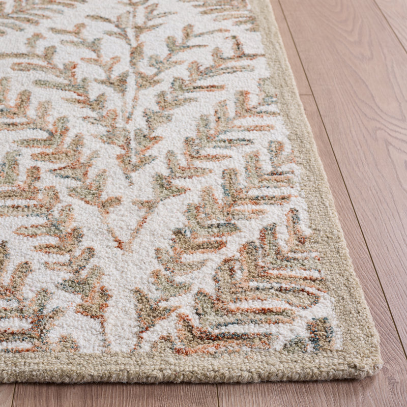 Ikat Handmade Tufted Wool Ivory / Brown Area Rug, Rectangle 5' x 8'