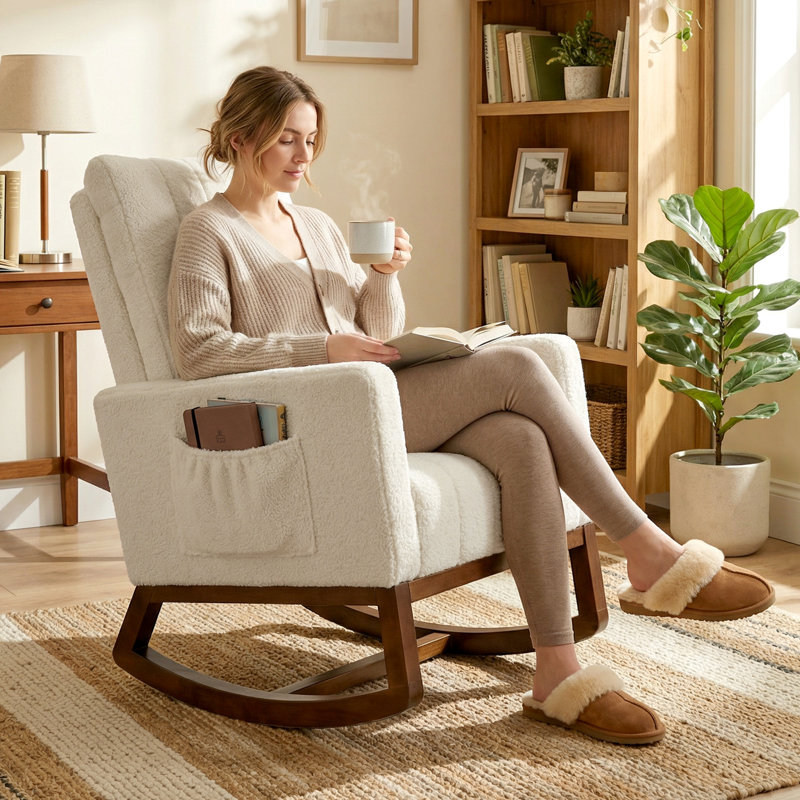 Polyester, Flannel, Foam Rocking Chair