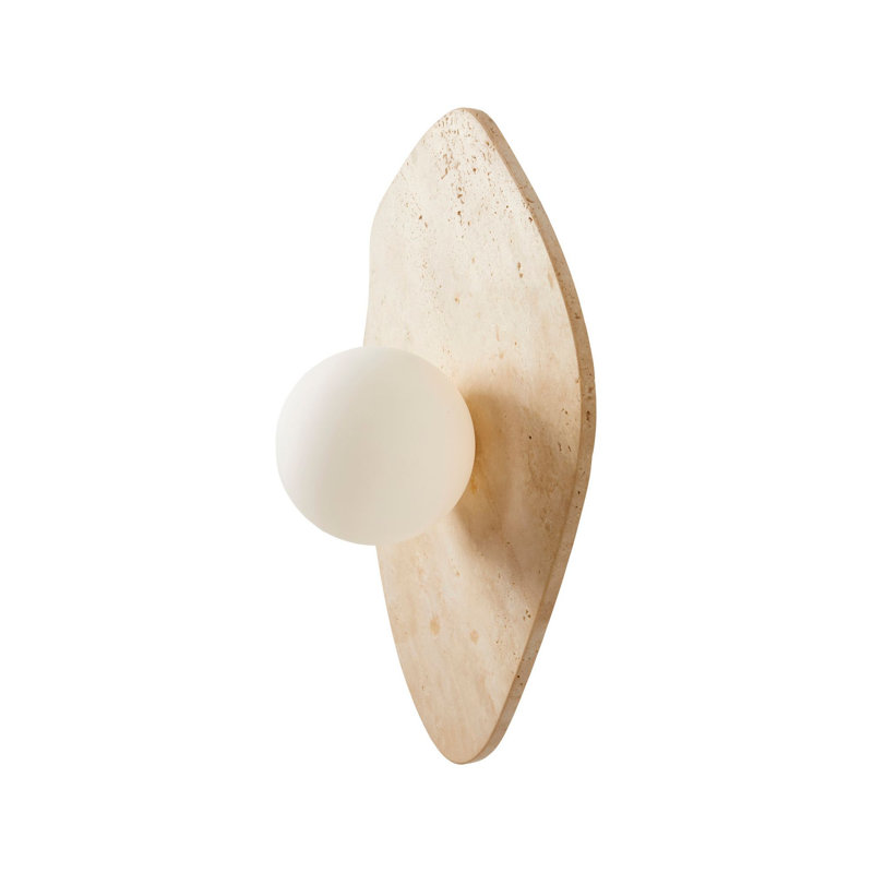 Lampe murale élégante avec corps en travertin, couleur beige et blanche, 16,5 x 3,9 pouces | Capuchon en verre de diamètre 4 po x 3,9 po | 1 x douille G9 (10 W maximum, ampoule non incluse) | Design moderne pour le salon, la chambre à coucher ou le couloir