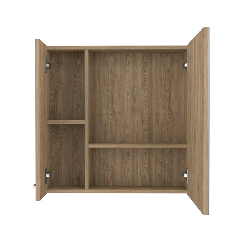 Armoire à pharmacie élégante avec miroir et rangement spacieux, Beige