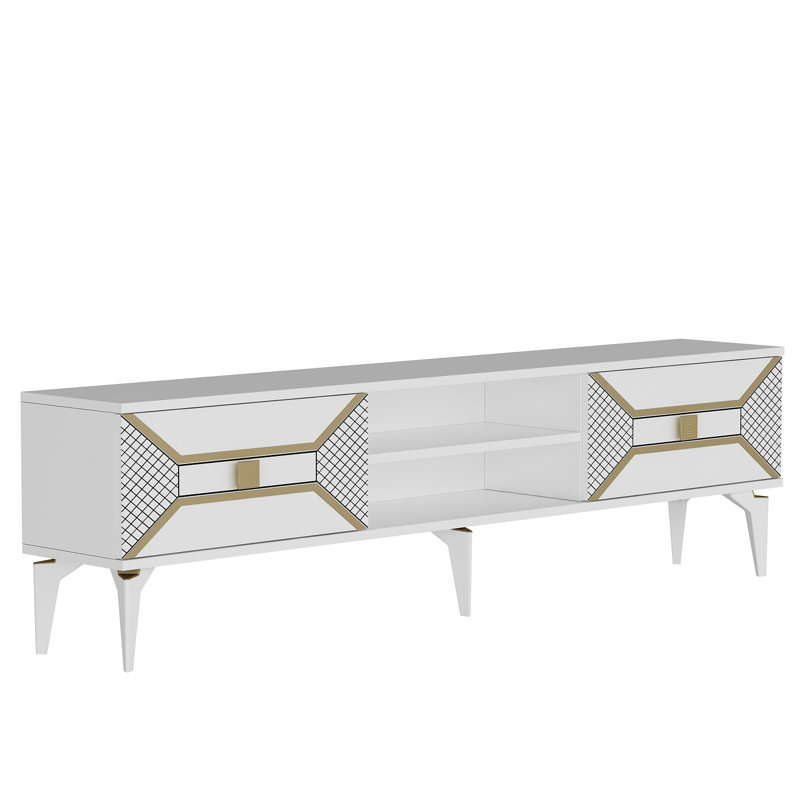Olivia TV Stand, White/Gold