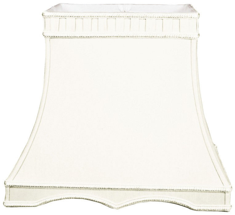 Abat-jour cloche en soie / shantung (araignée), Blanc, H 11,5 po x l 12 po x P 12 po