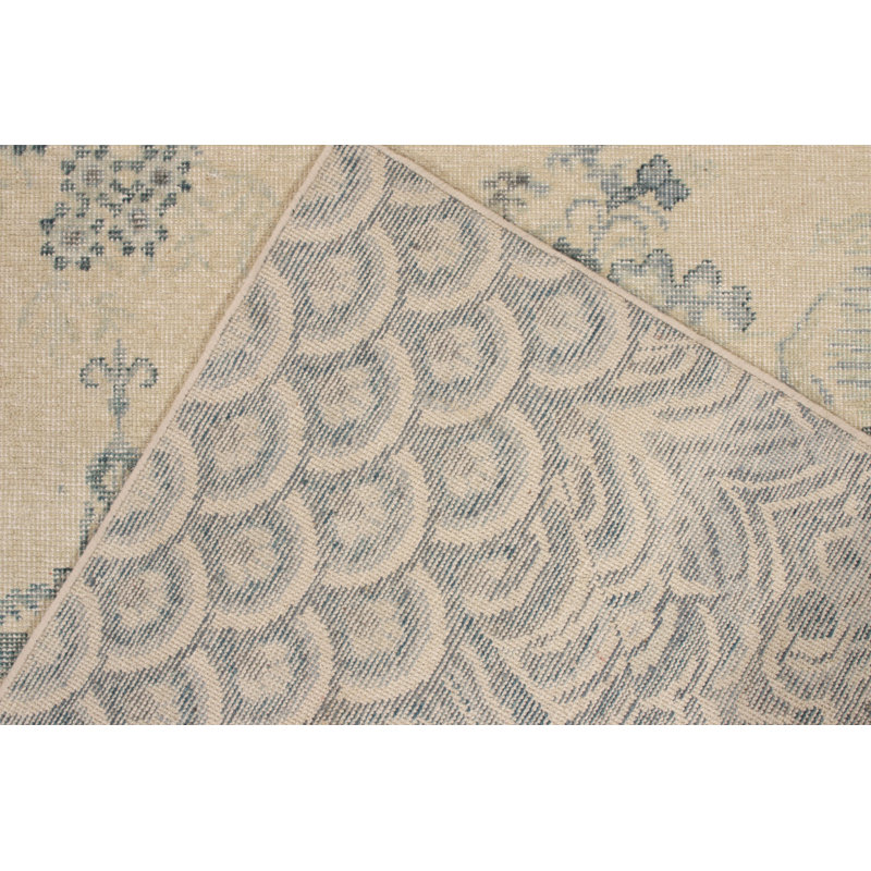 Distressed Homage Hand Knotted Wool Geometric Area Rug, Rectangle 12' x 15'