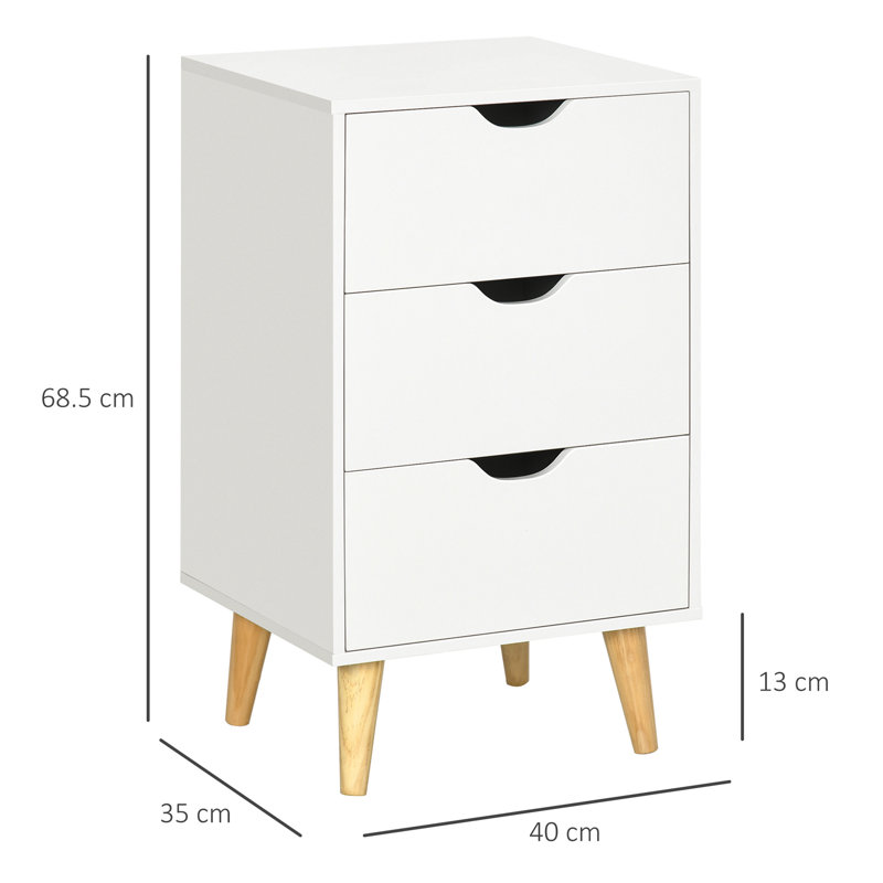 Benzion 40cm W Particle Board Bedside Table