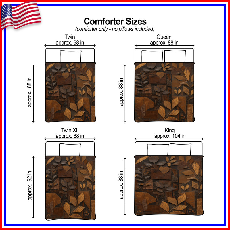 Brown Leaf Wall Art Comforter, Queen