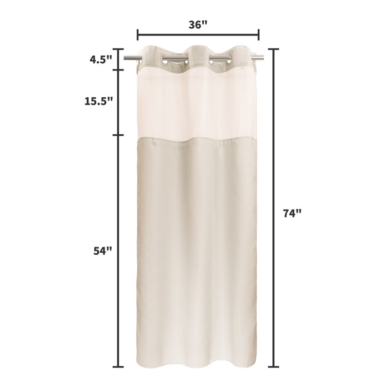 Rideau de douche Ramjani Waffle Weave, Crème, crème, H 74 po x l 36 po