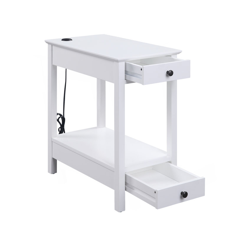 Table d'appoint polyvalente en bois avec USB et plusieurs options de rangement