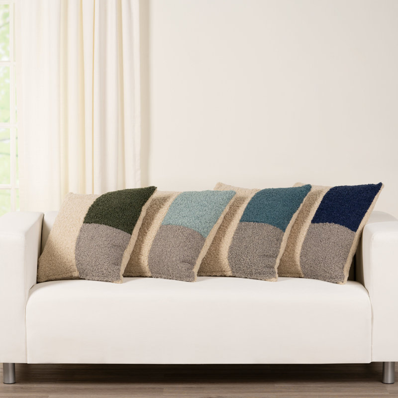 Patchwork Faux Fur Throw Pillow, Cloverleaf