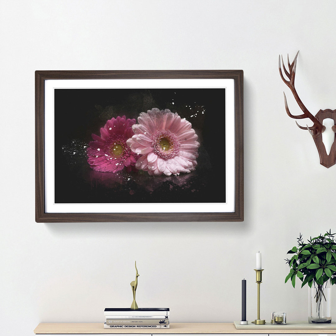 Two Pink Gerbera Flowers - Picture Frame Graphic Art Print