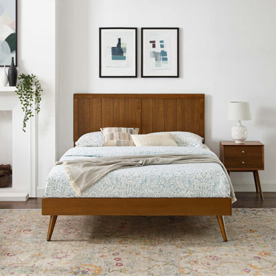 Alana Wood Platform Bed with Splayed Legs