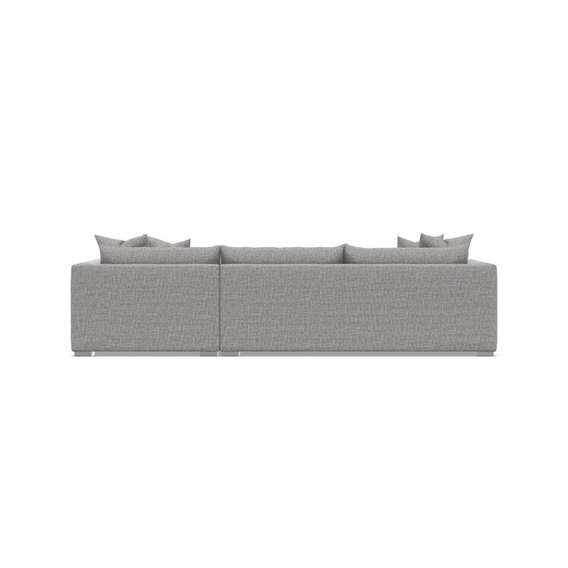 Chaise Sectional, Right Hand Facing, Gray Polyester