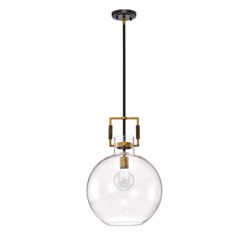 Grunin 1 - Light Single Pendant, Oil Rubbed Bronze/Antique Gold, 19.5" H x 14" W x 14" D