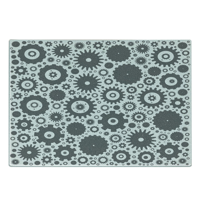 Roue dentée en verre trempé pour planche à découper Ambesonne Steampunk blanc et gris