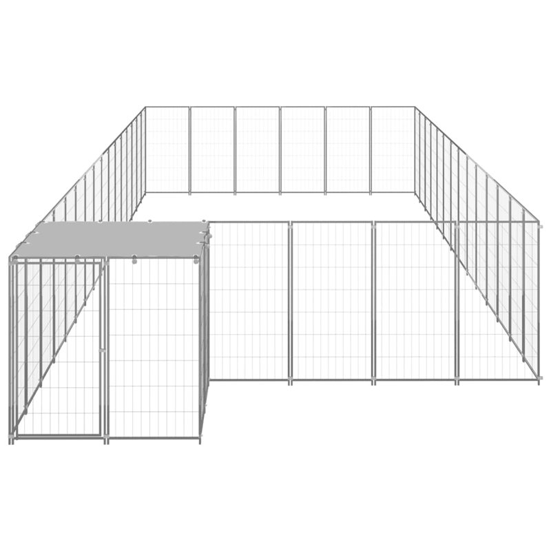 Poe 43.31cm H Metal Yard Kennel With Door, Silver