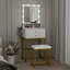 Dressing Table with 10 Bulbs, LED Light Mirror Makeup Vanity Desk with 2 Drawers and Stool-2111766015