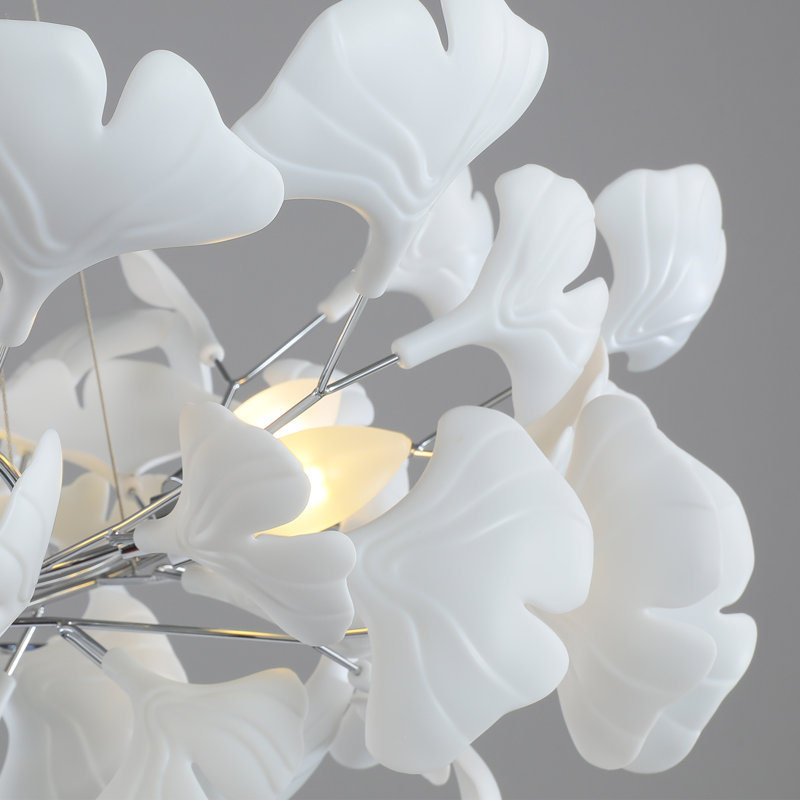 Lustres en céramique ginkgo 59 lumières à 10 lumières 59 ", Argent