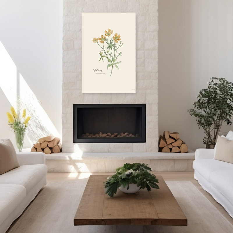 Bouton d'or contemporain, H 48 po x l 32 po
