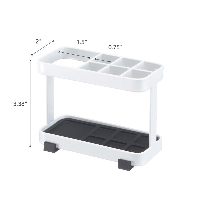 Compact White Powder Coated Steel Toothbrush Stand