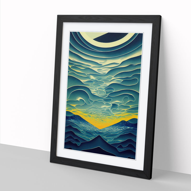 Unique Ocean Abstract Vol.1 - Single Picture Frame Print, Black, 64cm H x 46cm W x 2cm D