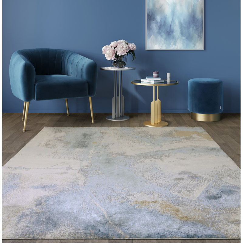 Caydren Blue/Grey/Ivory Area Rug, Rectangle 120 x 170cm