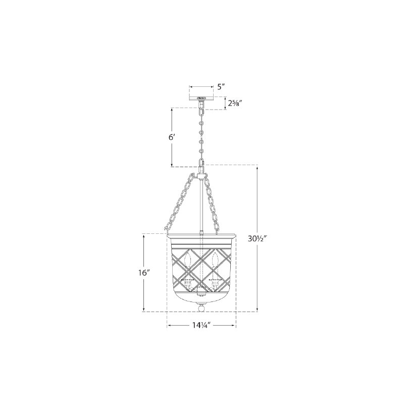 Ralph Lauren Cambridge 3 LIght Medium Pendant, Natural Brass