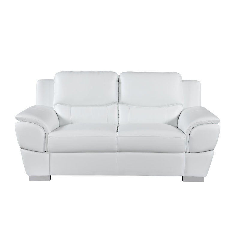 Causeuse en cuir véritable Dempsy, Blanc