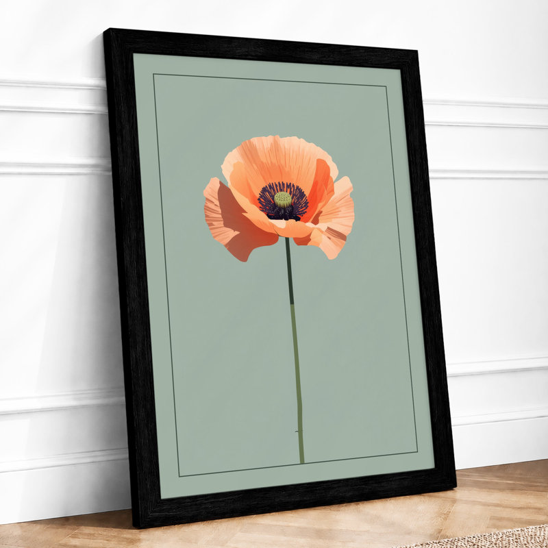 Solitary Poppy Botanical - Print, Black, A3 - 42.0 x 29.7 cm