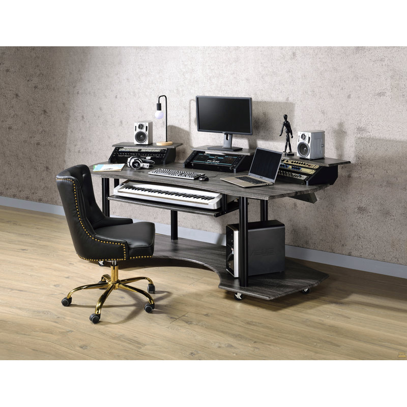 Bureau studio 83 po Eleazar, H 37 po x l 40 po x P 83 po, Chêne foncé / noir