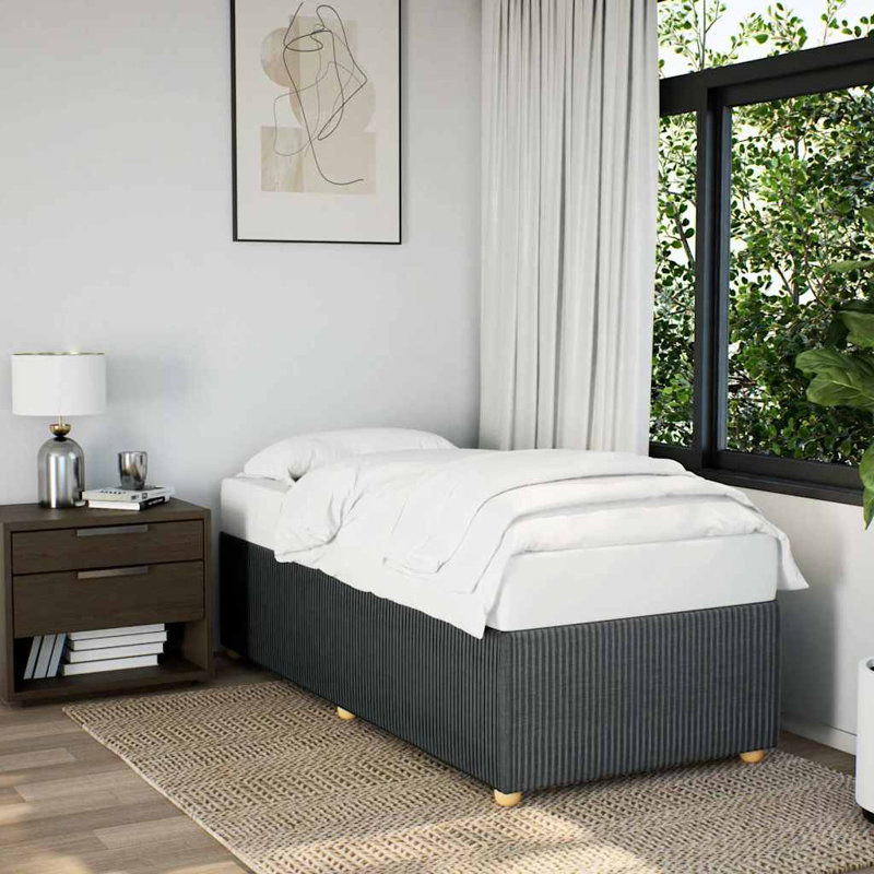Structure de lit tapissier 100% polyester gris foncé avec contreplaqué et bois d'ingénierie