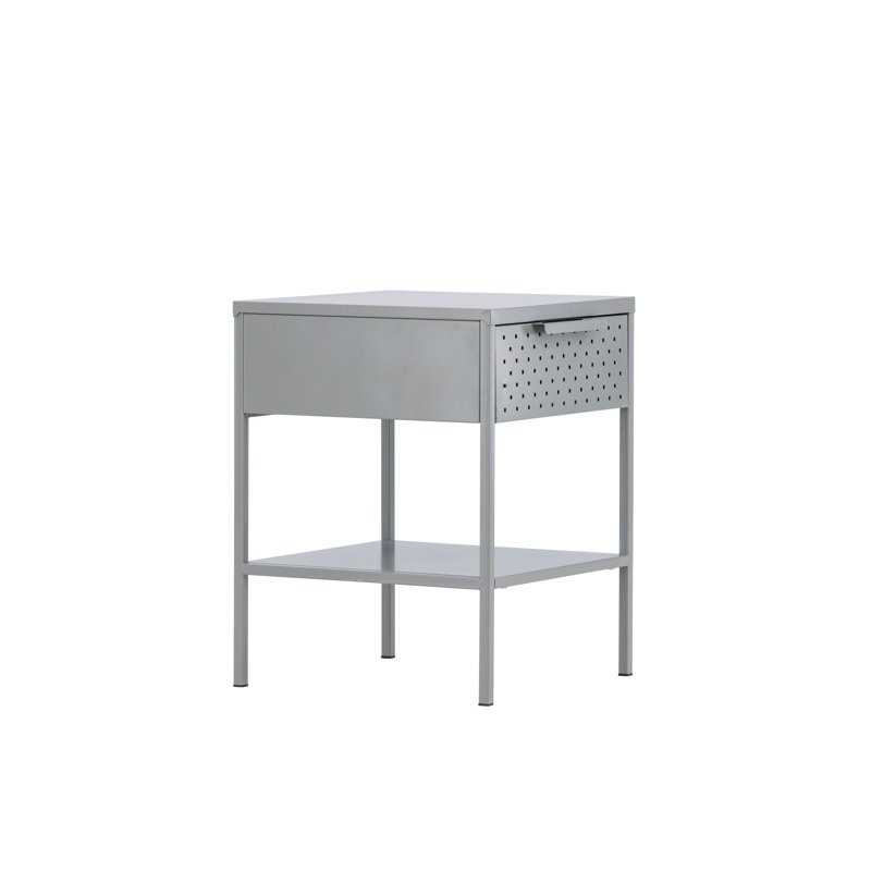 Bethony 40cm W Steel Bedside Table, Grey