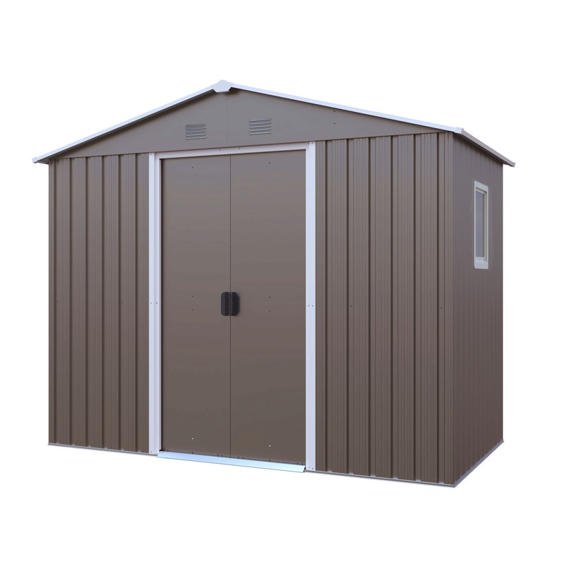 8Ft X 4Ft Outdoor Metal Storage Shed With Window And Metal Foundation, 74.8" H x 88.98" W x 46.85" D