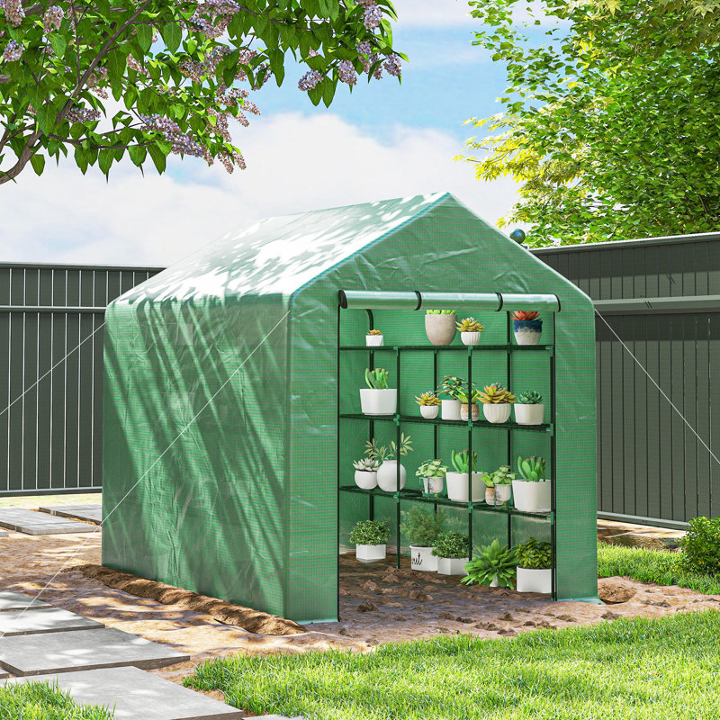 Greenhouse, 7' H x 8' W x 6' D, Green