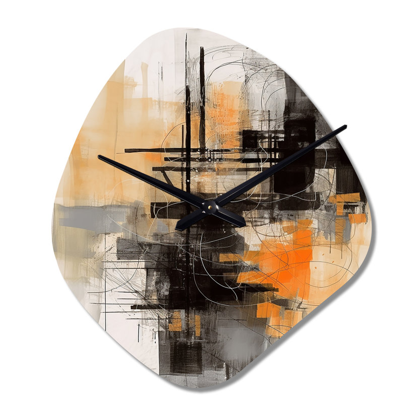 Abstract Design Shapes II - horloges murales asymétriques modernes en métal, impression d'horloge murale de forme unique