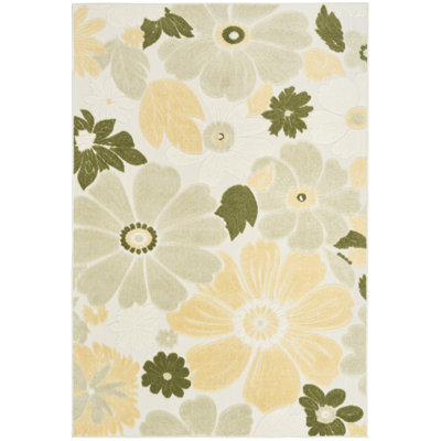 Nourison Aloha Ivory Green Modern Rug