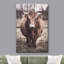 Vache, panneau de bois effet montagne, bison, buffles, animaux, art numérique, ferme rustique, faune-101090765-101090764