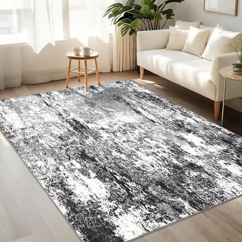 Hallway Runner Rug Non Slip Machine Washable Area Rugs Modern Abstract Bedside Floor Cover Non Shedding Contemporary Carpet for Laundry, Kitchen, Bedroom