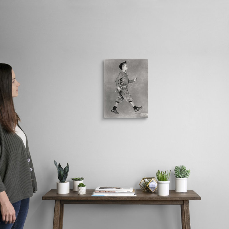 Portrait d'un garçon marchant sur toile, H 16 po x l 12 po x P 1,25 po, Toile tendue