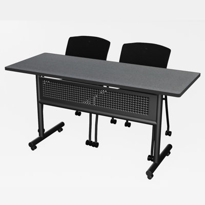 Malikka Rectangle 2 Person Flip Top Training Table and Chair Set with Modesty Panel
