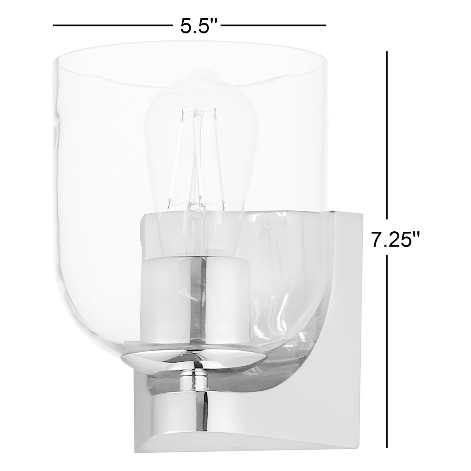 Single Transparent Dimmable Bath Sconce, Black