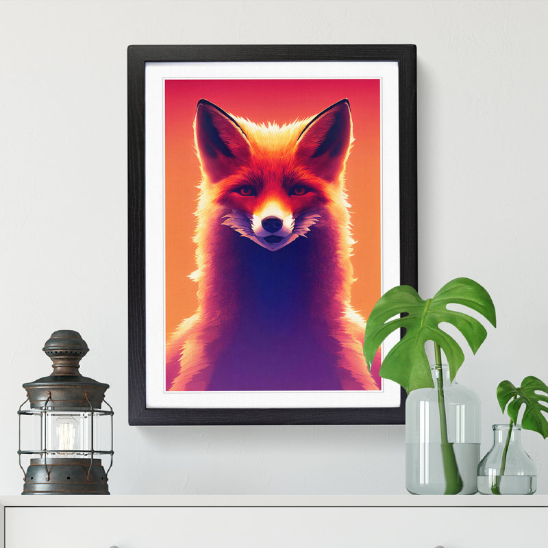 FRM-V0523-1037X Fox Portrait Vol.3 - Single Picture Frame Print, 34cm H x 25cm W x 2cm D, Walnut Framed