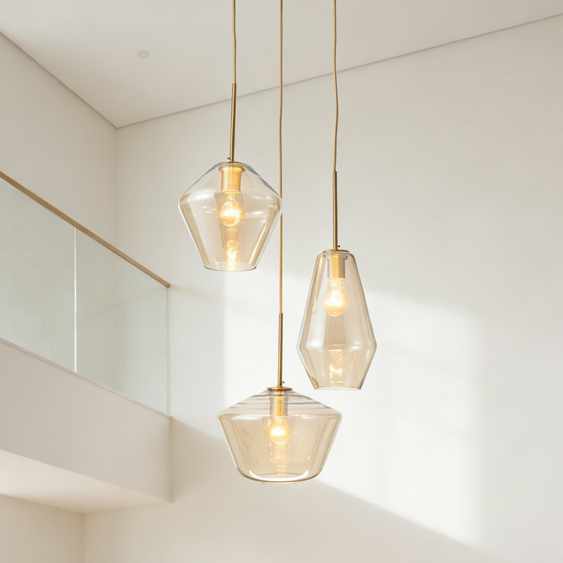Luminaire suspendu champagne 3 lumières 39 po