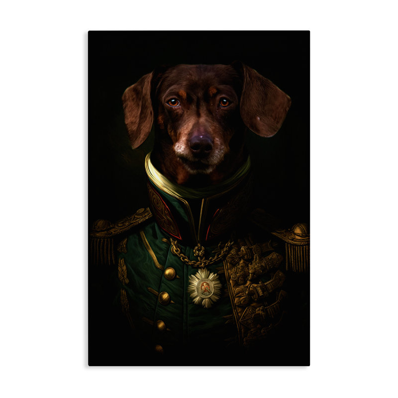 Dapper Dachshund Portrait, toile par Kelley Parker, H 45 po x l 30 po