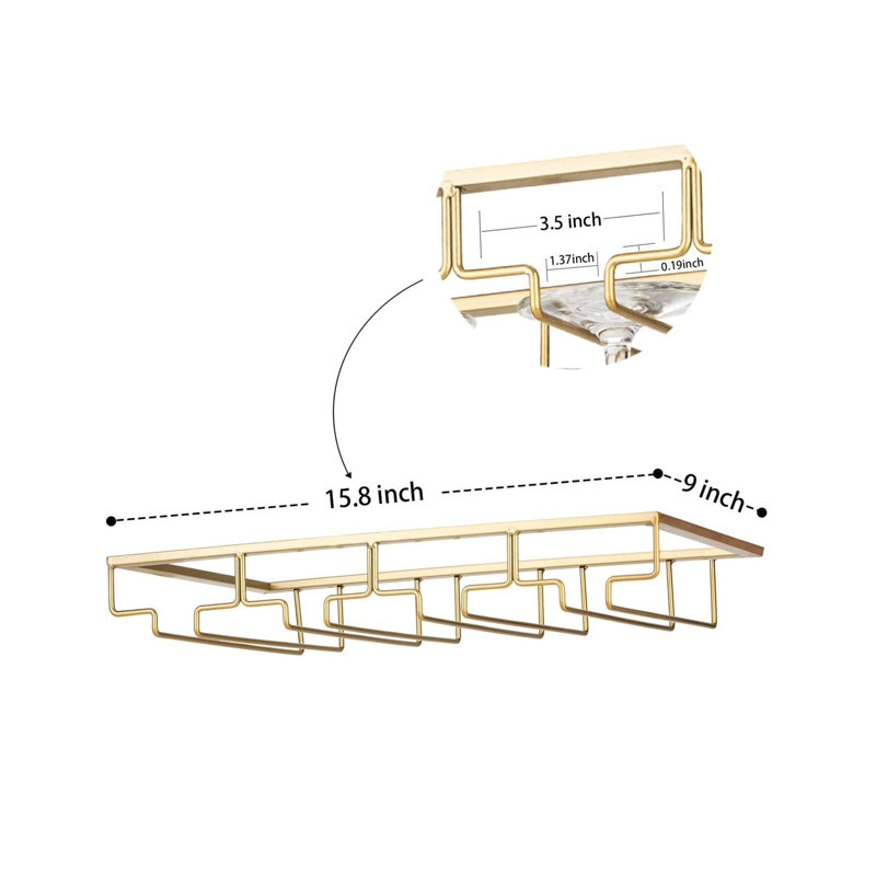 Cabinet/Enclosed Storage Wine Glass Rack Gold