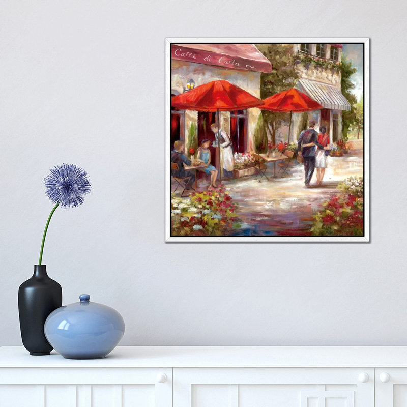Café Afternoon I by Nan - Painting on Canvas, White Framed, 45.72 cm H x 45.72 cm W