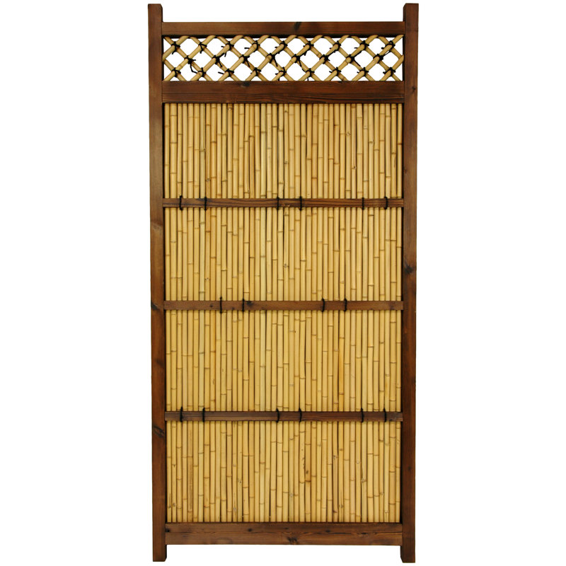Japanese Zen Garden Fence Panel, 6' H x 3' W, Light Bamboo