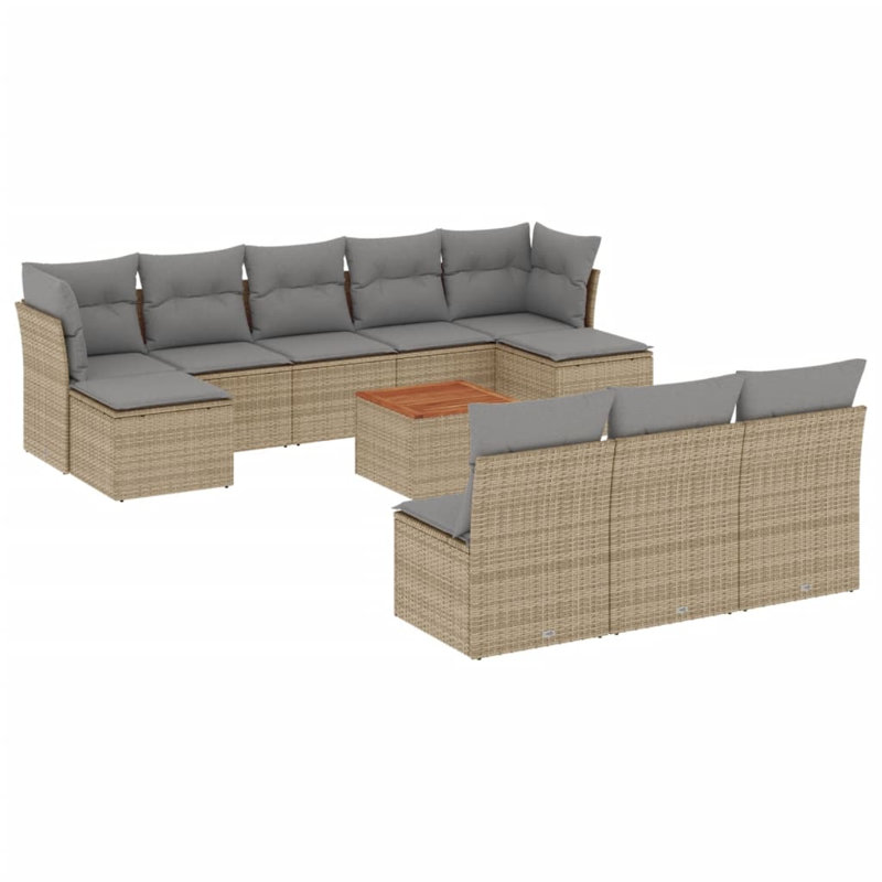  Ensemble de canapé de jardin beige, Gris, Beige