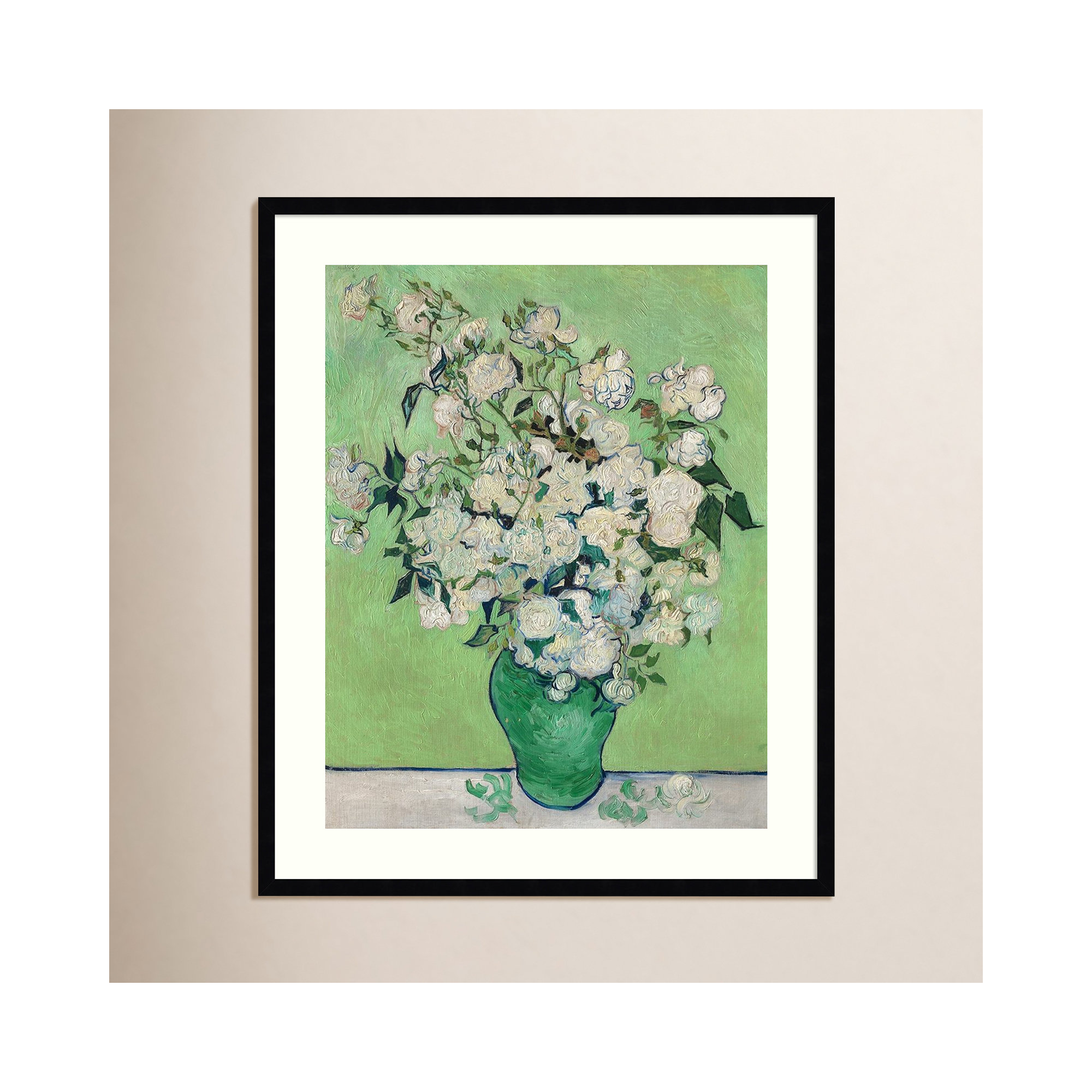 Roses by Vincent Van Gogh, Black, 33.07" H x 27.32" W x 0.88" D